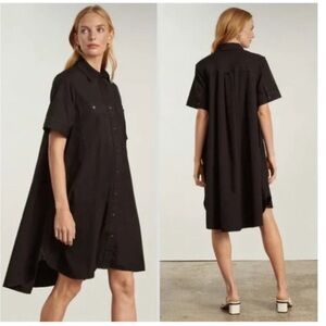 Everlane Daytripper Cotton Button Down Shirt Dress Black Womens Small